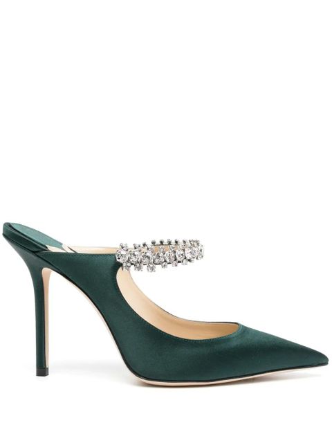 Jimmy Choo Bing 100mm crystal-embellished mules - Green - zdjęcie produktu nr 1