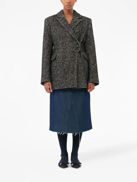 GANNI herringbone belted blazer - Grey - zdjęcie produktu nr 2