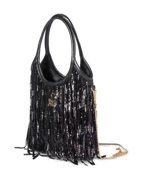 Miu Miu mini Ivy sequin-embellishment tote bag - Black - zdjęcie produktu nr 2