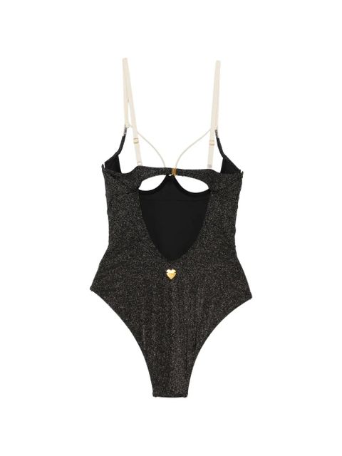 TWINSET glitter-effect ruched swimsuit - Black - zdjęcie produktu nr 2