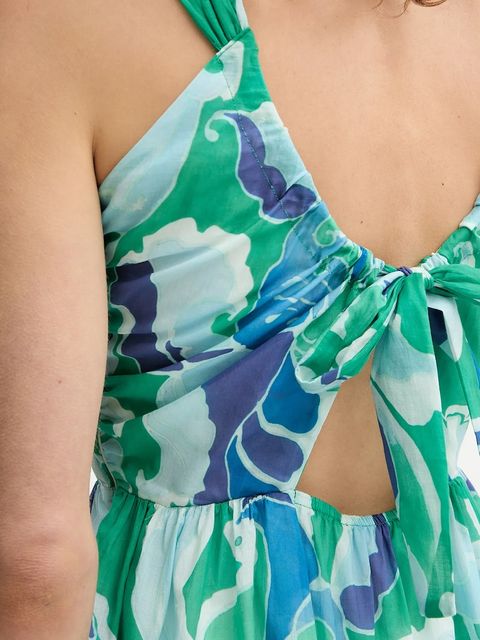 Morgan sukienka bawełniana kolor zielony mini rozkloszowana RAVEL.F