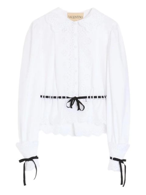 Valentino Garavani sangallo embroidered ribbon detailed shirt - White