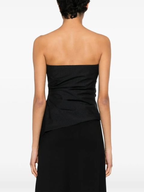 Alexander McQueen pinstripe asymmetric top - Blue