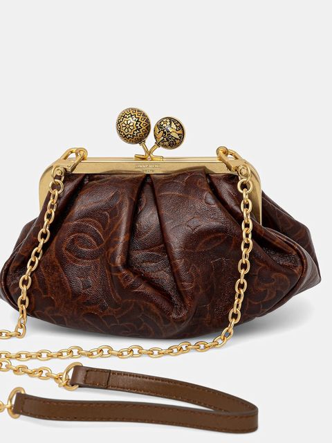 Weekend Max Mara kopertówka skórzana SPANISHHERITAGE kolor brązowy 2525516144600