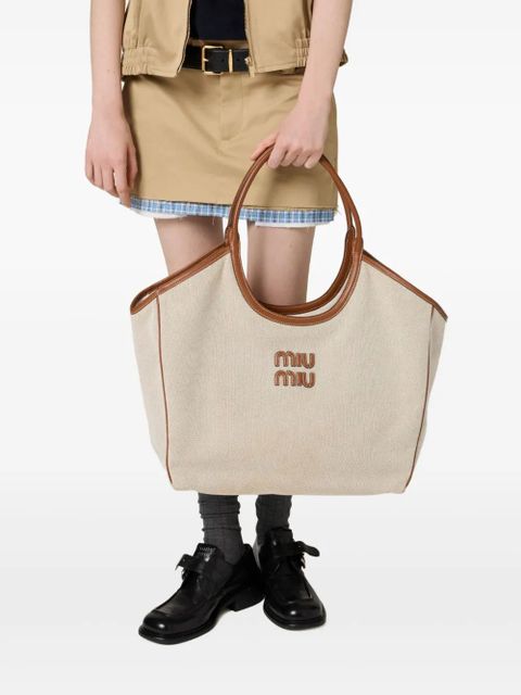 Miu Miu Ivy canvas tote bag - Neutrals