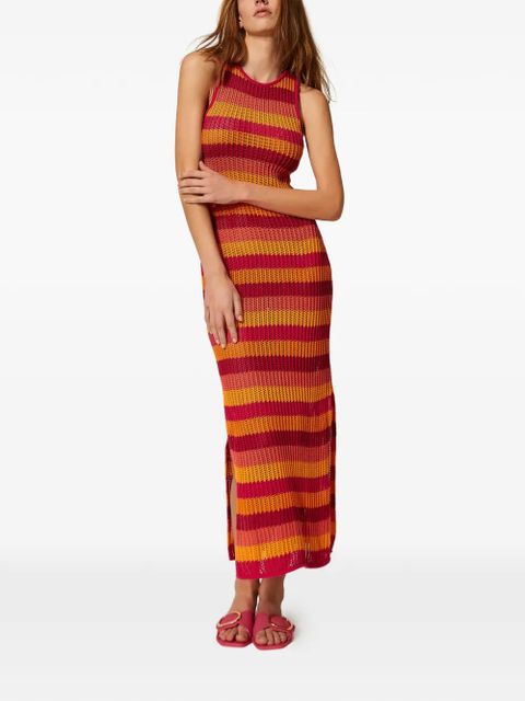TWINSET striped knit midi dress - Red - zdjęcie produktu nr 2