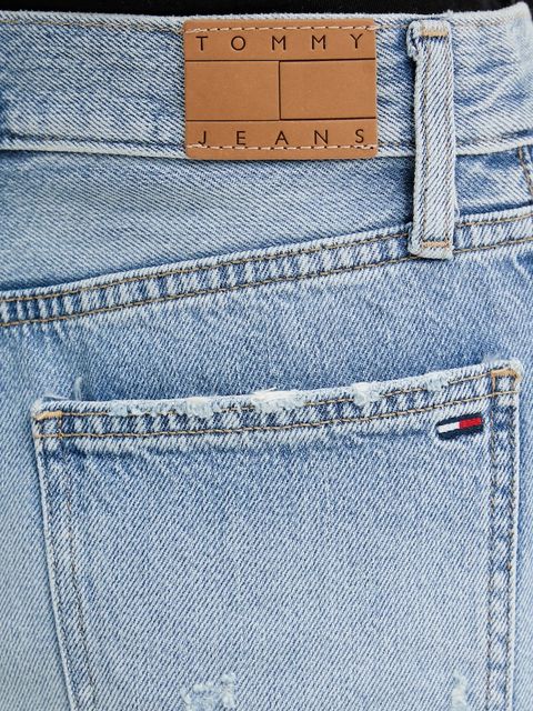 Tommy Jeans szorty jeansowe damskie kolor niebieski gładkie high waist DW0DW21055