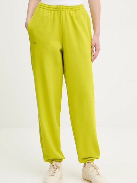 Pangaia spodnie dresowe bawełniane kolor zielony gładkie 10000295