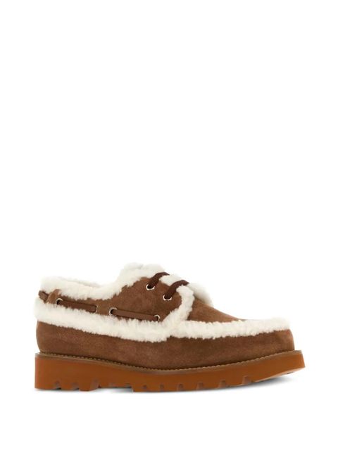 Valentino Garavani shearling-trimmed suede loafers - Brown
