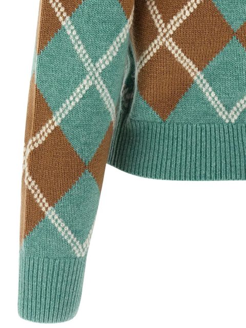 Guest In Residence argyle-pattern wool-cashmere polo shirt - Blue