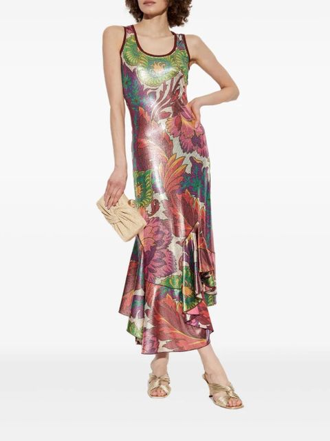 ETRO shimmering-finish midi dress - Red