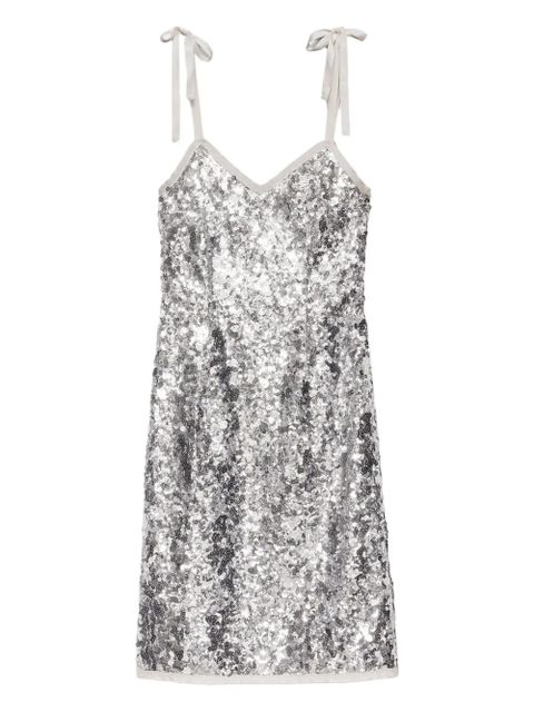 Prada ribbon-strap sequinned dress - Silver - zdjęcie produktu nr 1