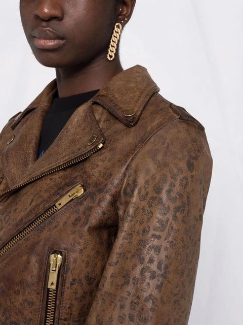 Golden Goose zip-fastening biker jacket - Brown