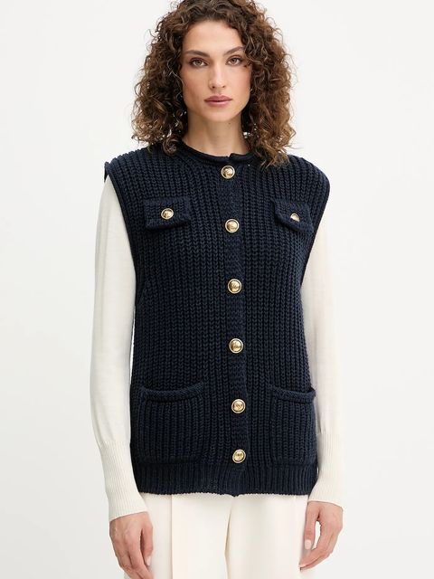 Luisa Spagnoli kamizelka wełniana damski kolor granatowy 100076 - zdjęcie produktu nr 1