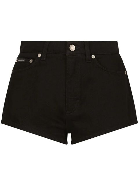 Dolce & Gabbana logo-patch denim shorts - Black - zdjęcie produktu nr 1