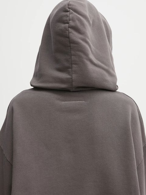 MM6 Maison Margiela bluza bawełniana damska kolor szary z kapturem z aplikacją S62GU0142.M25024.810