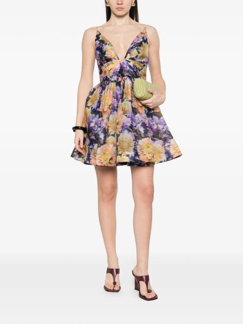 ZIMMERMANN floral-print V-neck mini dress - Purple - zdjęcie produktu nr 2