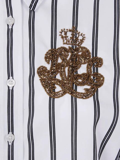 Lauren Ralph Lauren striped beaded-embellished shirt - White