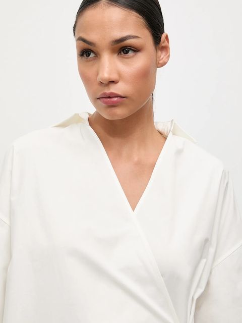 Answear.LAB koszula bawełniana damska kolor beżowy relaxed z kołnierzykiem klasycznym