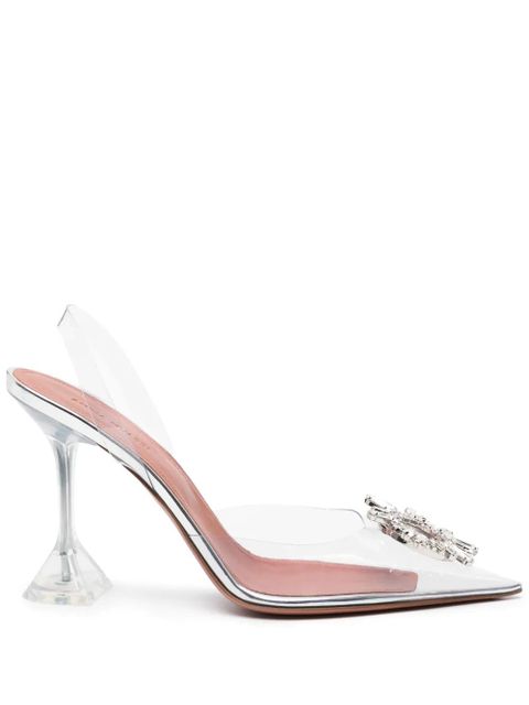 Amina Muaddi 95mm Begum Glass slingback pumps - Neutrals - zdjęcie produktu nr 1