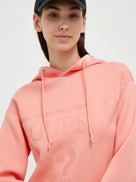 Guess bluza NEW ALISA damska kolor pomarańczowy z kapturem V2YQ08 K7UW2