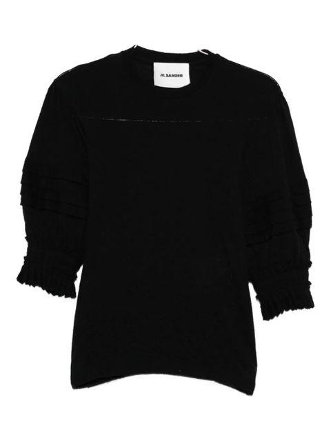 Jil Sander pleated-sleeve top - Black - zdjęcie produktu nr 1