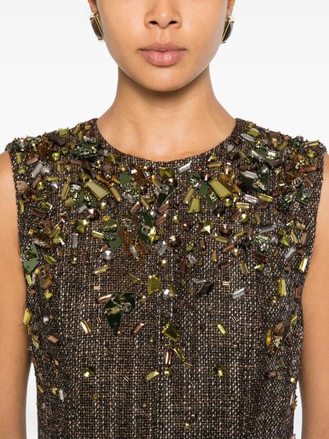 FENDI embellished ruffled dress - Brown