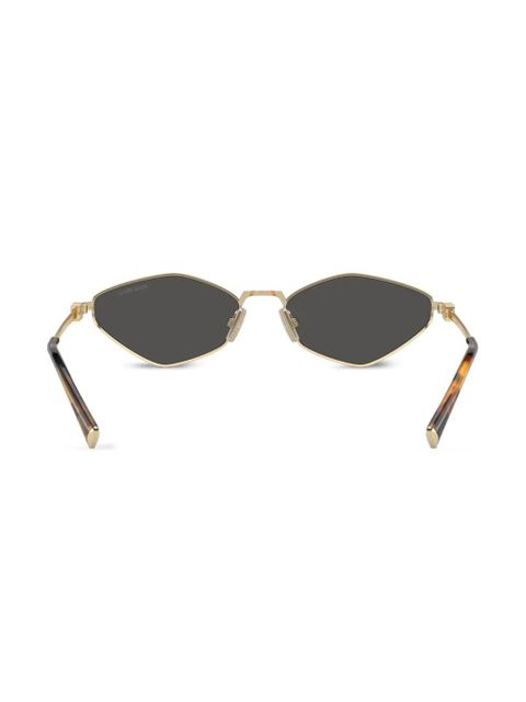 Miu Miu Eyewear logo-lettering geometric-frame sunglasses - Gold - zdjęcie produktu nr 2