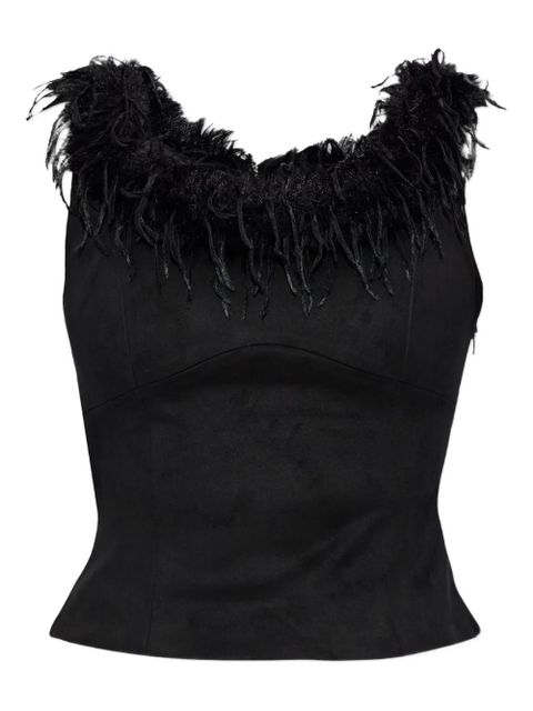 MISBHV feather-trim top - Black - zdjęcie produktu nr 1