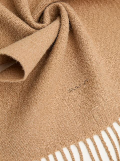 Gant szalik wełniany kolor brązowy gładki 9920203