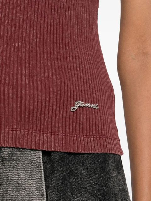 GANNI ribbed scoop-neck tank top - Purple