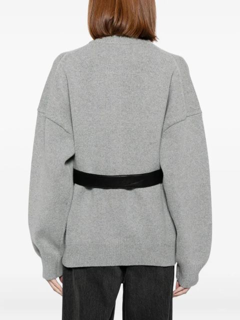 Alexander Wang leather-belt cardigan - Grey