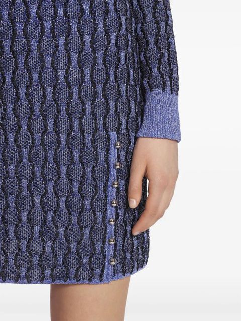 Lanvin patterned intarsia-knit mini skirt - Blue
