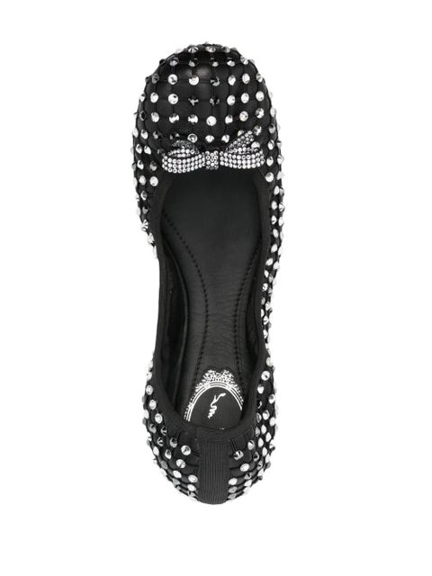 René Caovilla crystal-embellished ballet flats - Black