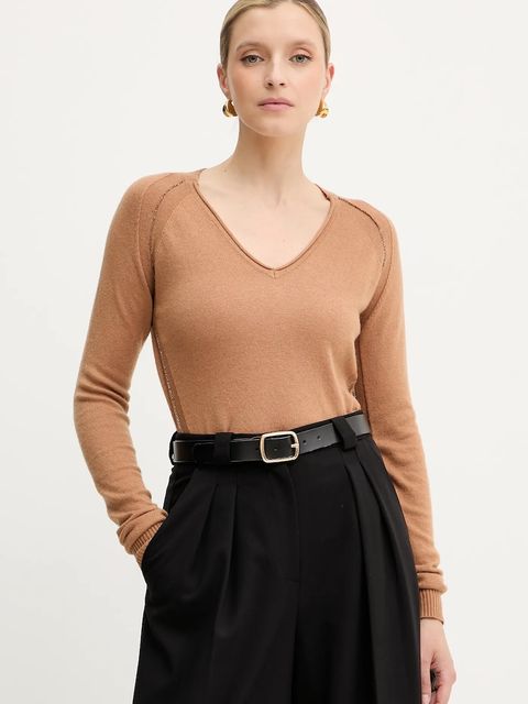 Silvian Heach sweter z domieszką wełny DIEGOROSA damski kolor brązowy lekki GPA25242MA - zdjęcie produktu nr 1