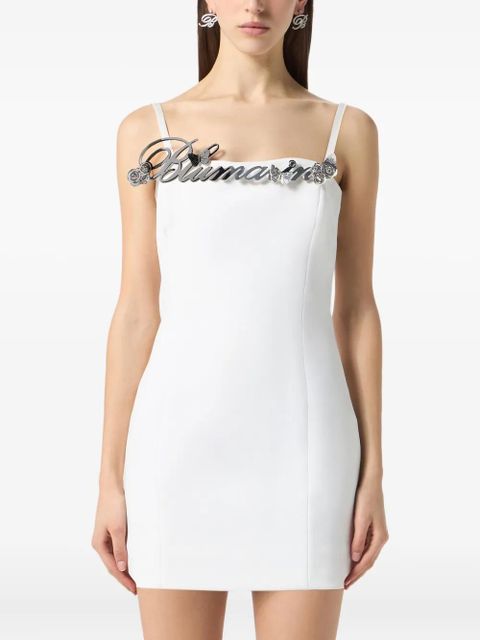 Blumarine logo-embellished slip dress - White