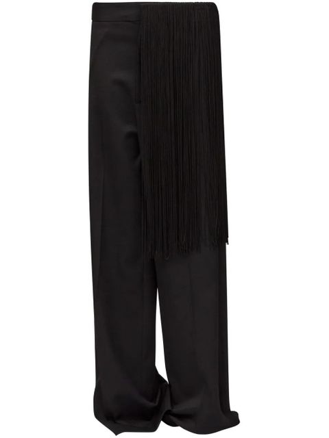 MM6 Maison Margiela fringe-detailing flared trousers - Black - zdjęcie produktu nr 1