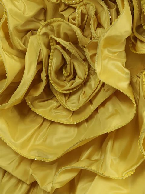 Valentino Garavani pleated rose-embellished midi dress - Yellow