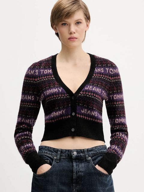 Tommy Jeans kardigan z domieszką wełny damski kolor czarny DW0DW21691 - zdjęcie produktu nr 1