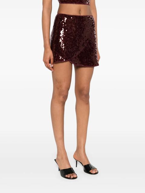 Oséree sequin-embellished wrap skirt - Red