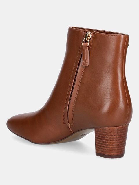Lauren Ralph Lauren botki skórzane Demi damskie kolor brązowy na słupku 802974503001