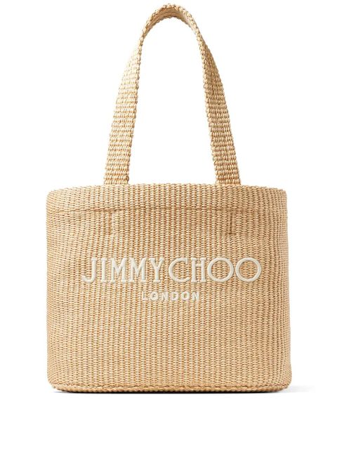 Jimmy Choo medium logo-embroidered beach bag - Neutrals - zdjęcie produktu nr 1