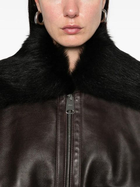 KHAITE fur-collar leather jacket - Brown
