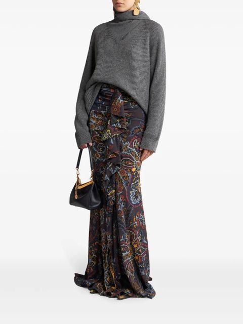 ETRO stretch sable paisley-print long skirt - Black - zdjęcie produktu nr 2
