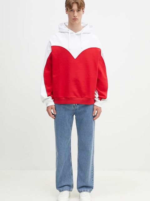 Fiorucci bluza bawełniana Heart Relaxed Fit kolor biały z kapturem wzorzysta U02SPSHO092CJ05RD01