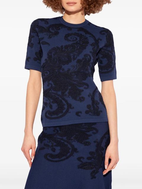 ETRO patterned-intarsia knitted top - Blue