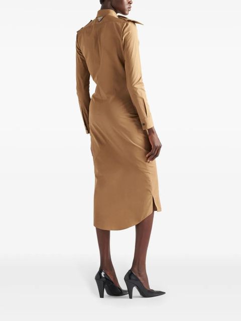 Prada triangle-logo cotton shirtdress - Neutrals