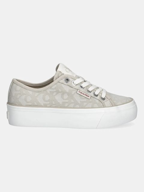 Calvin Klein Jeans trampki VULC FLATF JACQUARD AOP damskie kolor beżowy YW0YW01965 - zdjęcie produktu nr 2