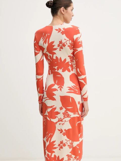 Marc O'Polo sukienka kolor pomarańczowy midi rozkloszowana 503305159035