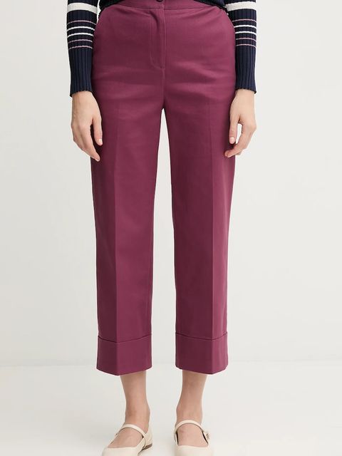 United Colors of Benetton spodnie damskie kolor fioletowy proste high waist 4SJCDF07J - zdjęcie produktu nr 1